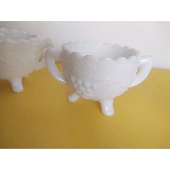 Imperial Glass "Grape Vine" milk glass creamer and open sugar set. - Picture 2 of 9